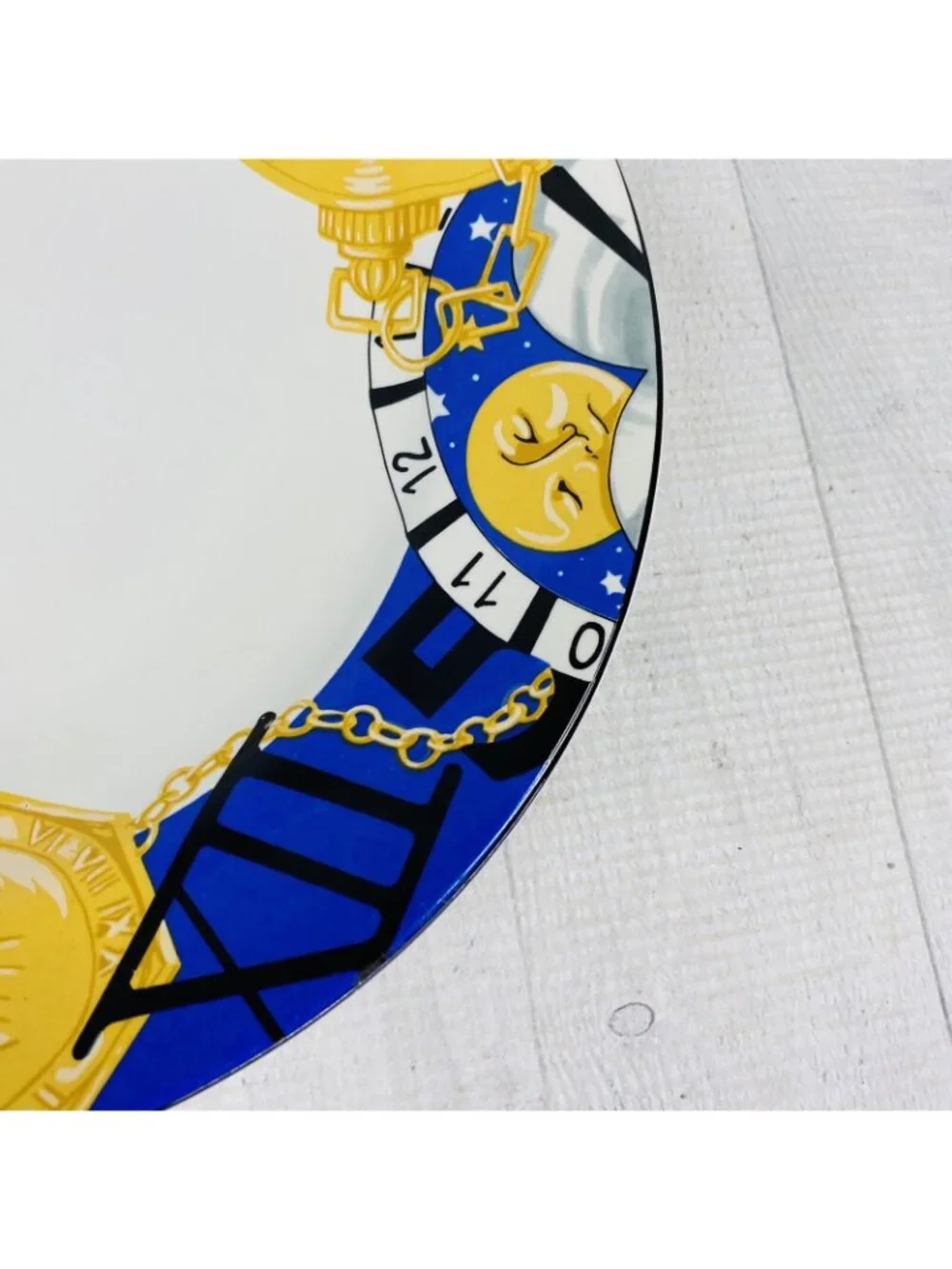 Furio FUO33 Blue Band Gold Pocket Watches Stoneware White Dinner Plates Set 4